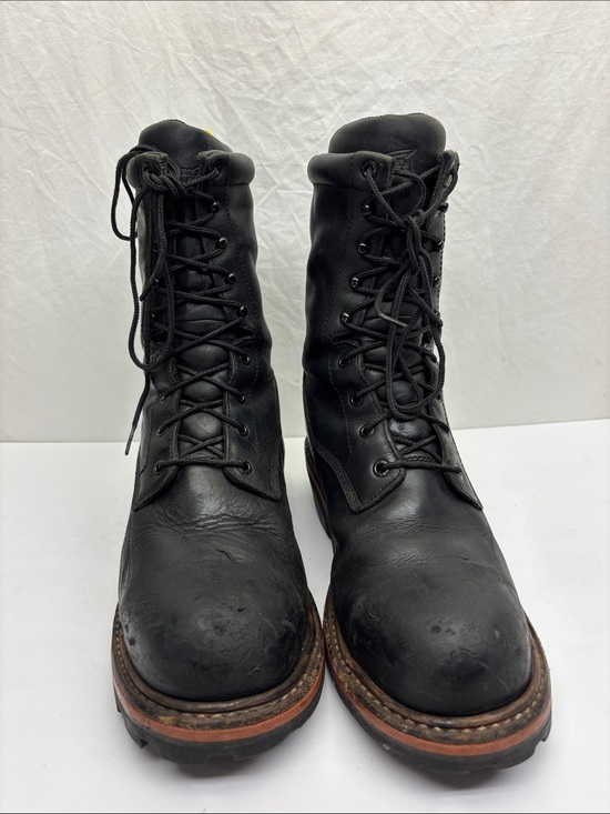 Red Wing Men\'s Black Leather Work Boots - Heavy-Duty Lace-Up, SZ 9.5